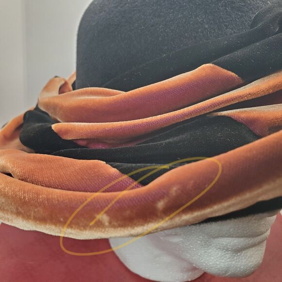 Bailey Tomlin London Ladies Black Brown Velvet Rose Hat M Edwardian Look Vintage main image 5